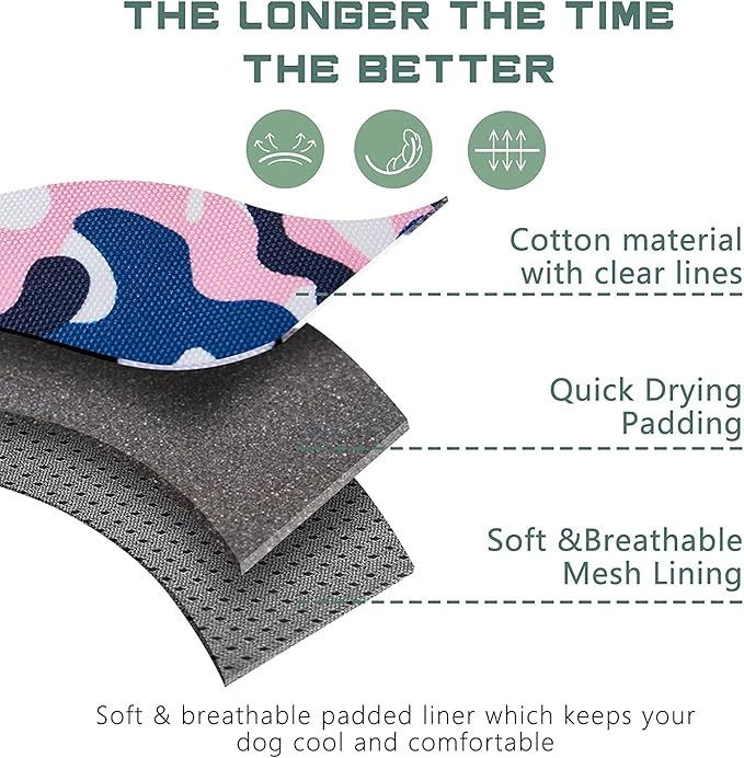 BUMBIN Tactical Dog Harness for Small Dogs, No Pull, Pink Camo XS