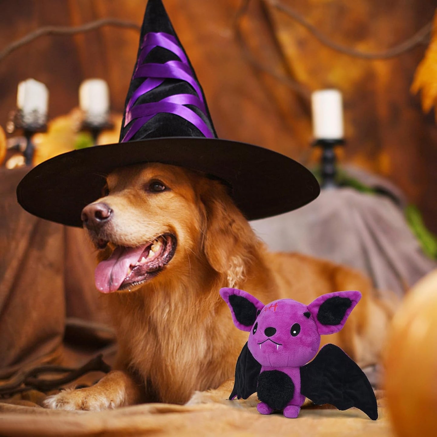 Blnboimrun Dog Toys for Aggressive Chewers, Squeaky Plush Bat with Crinkle Paper, Durable Interactive Chew Toys for Small, Medium & Large Dogs, Indoor Outdoor Play Pet Gift