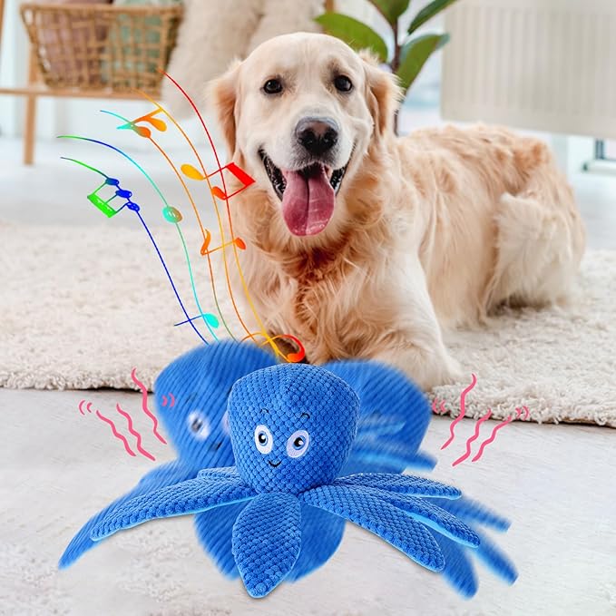 BABORUI Interactive Dog Toys Octopus, Jumping Squeaky Dog Toys with Recording and Music Modes, Rechargeable Moving Dog Chew Toys for Small/Medium/Large Dogs to Keep Them Busy