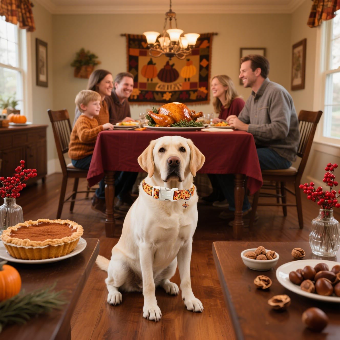 Lionet Paws Thanksgivng Day Dog Collar- Cute Yellow Turkey Dog Collars with Plastic Buckle and Turkey Pendant, Light Adjustable Dog Collars for Small Medium Dogs