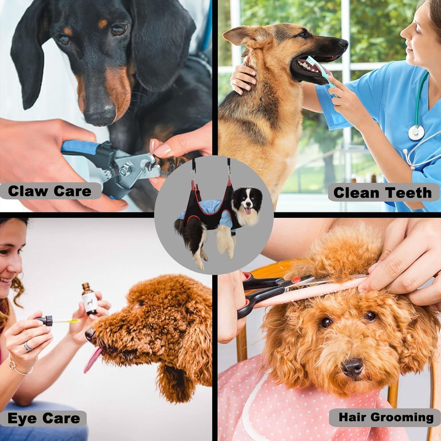 Pet Grooming Hammock Harness for Large Dogs, Breathable Pet Dog Hammock Restraint Bag,Dog Grooming Sling Helper for Trimming Nail and Ear/Eye Care(L Size,10.2")