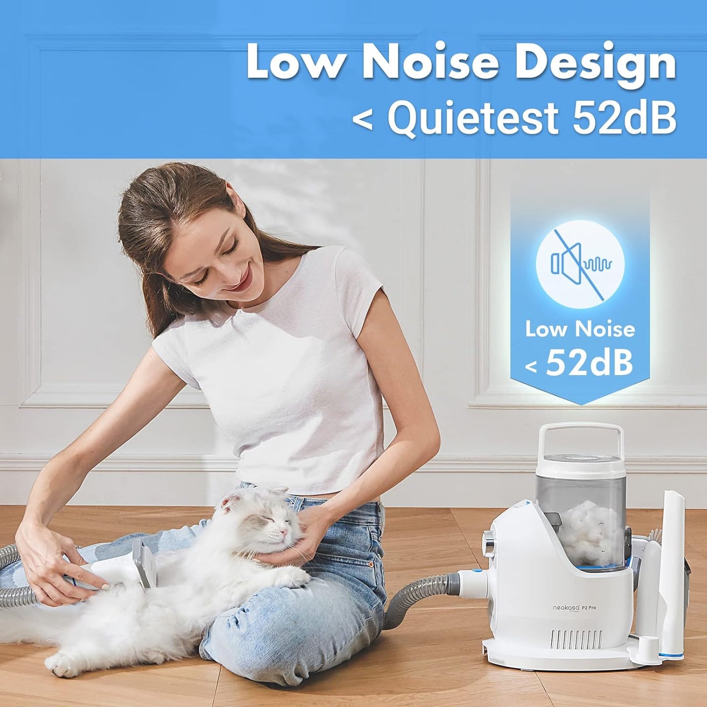 Neakasa P2 Pro Dog Grooming Kit, Dog Clippers Vacuum Suction 99% Hair, Pet Grooming with 5 Proven Tools, 2L Large-Capacity Easy Empty Dustbin for Dogs Cats Animals