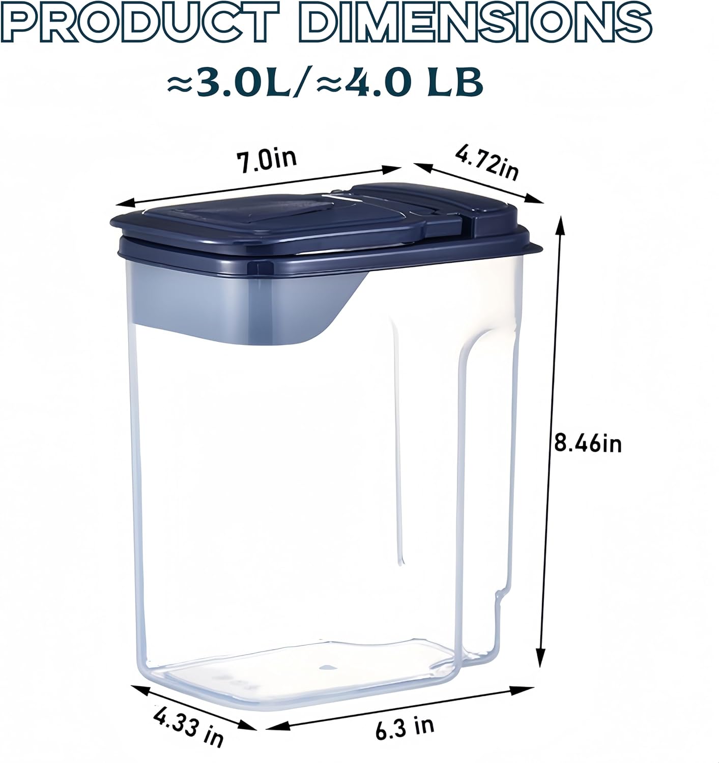 3L/100oz Bird Seed Storage Container,Bird Food Container with Pour Spout,Bird Seed Dispenser,Holds up to 3~4Lbs-Easy Grip and Fill Bird Feeders-Ideal for Storing Sunflower Seed