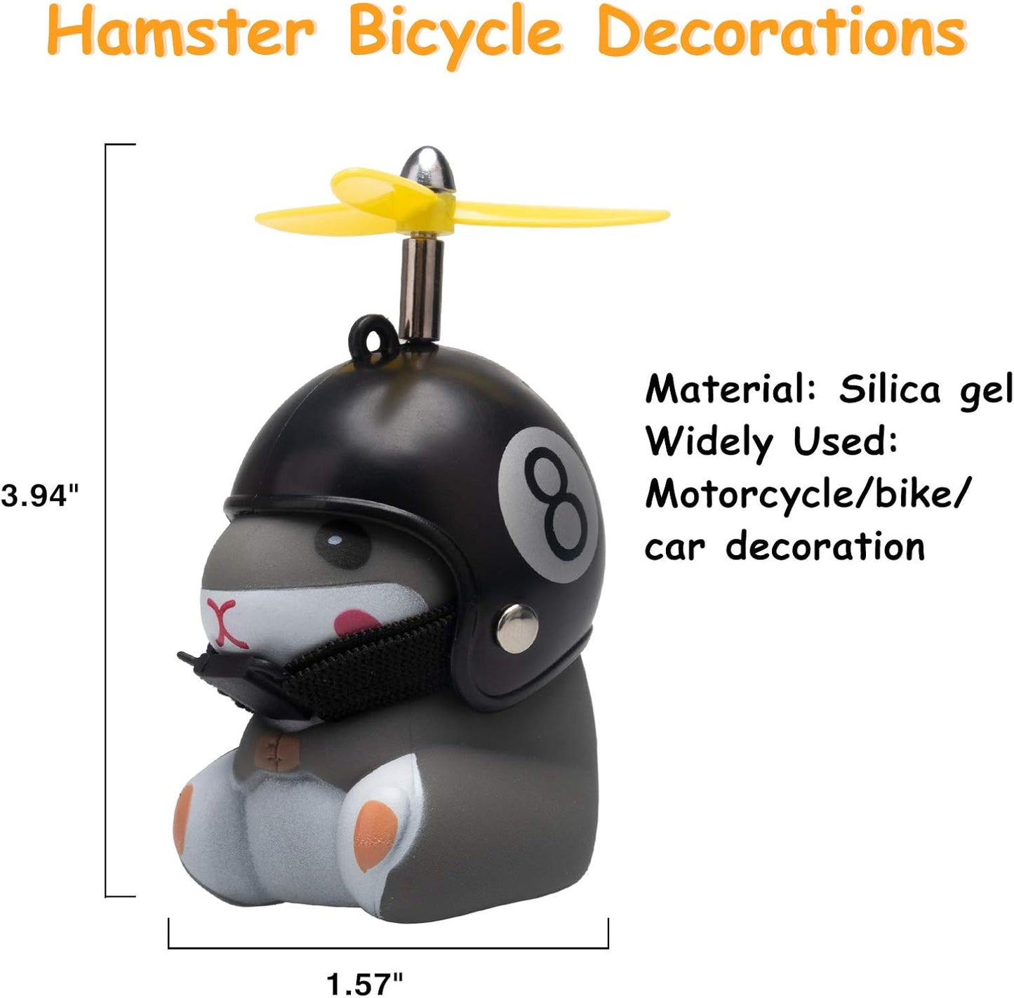 wonuu Duck Bike Bell with Light and Helmet Cute Hamster Bicycle Horn, Dashboard Decoration Hamster Toy Motorcycle Bike Bells Rubber Duck Car Dashboard Decorations