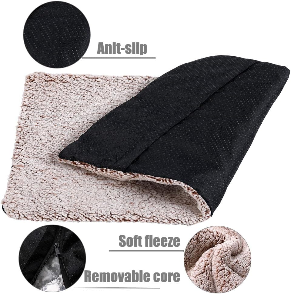 Heated Cat Bed Self Warming Cat Bed Advanced Extra Warm Thermal Pet Pad for Indoor Outdoor Pets with Removable Cover Non-Slip Bottom Washable Non Electric Self Heating Cat Dog Mat Brown 27.5*45.3inch