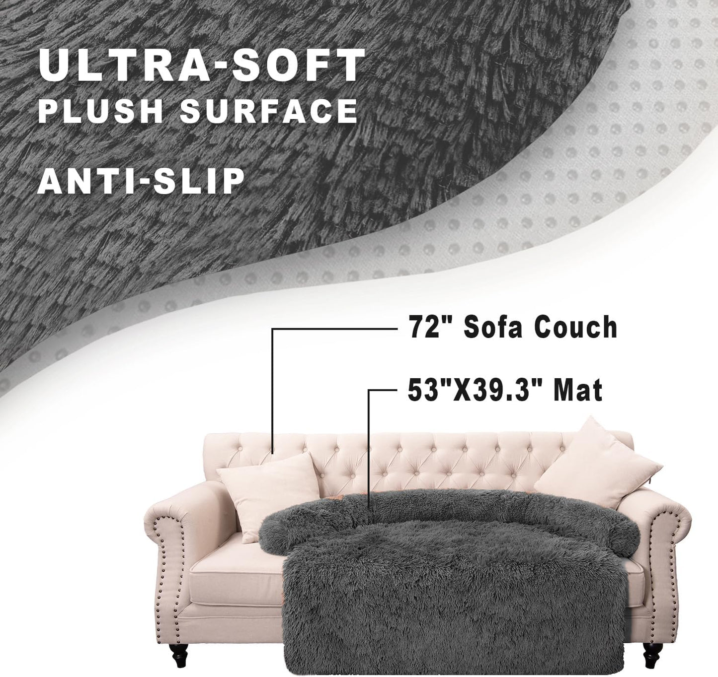 Tinaco Luxurious Calming Dogs/Cats Bed Mats, Dog Pad Washable Removable Couch Cover, Plush Long Fur Mat for Pets, Waterproof Lining, Perfect for Small, Medium and Large Dogs and Cats (Beige, 53"x39")