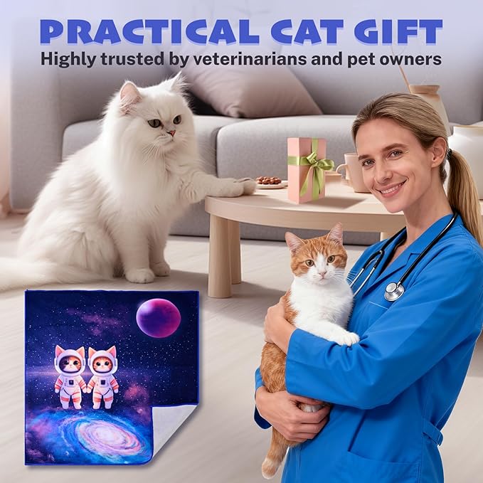 19.7" Cat Wrap for Grooming Cat Pets Rabbit Cats Wrap for Cutting Nails Cat Restraint for Nail Clipping Self Adhesive Blanket Restraint Clothes for Cats