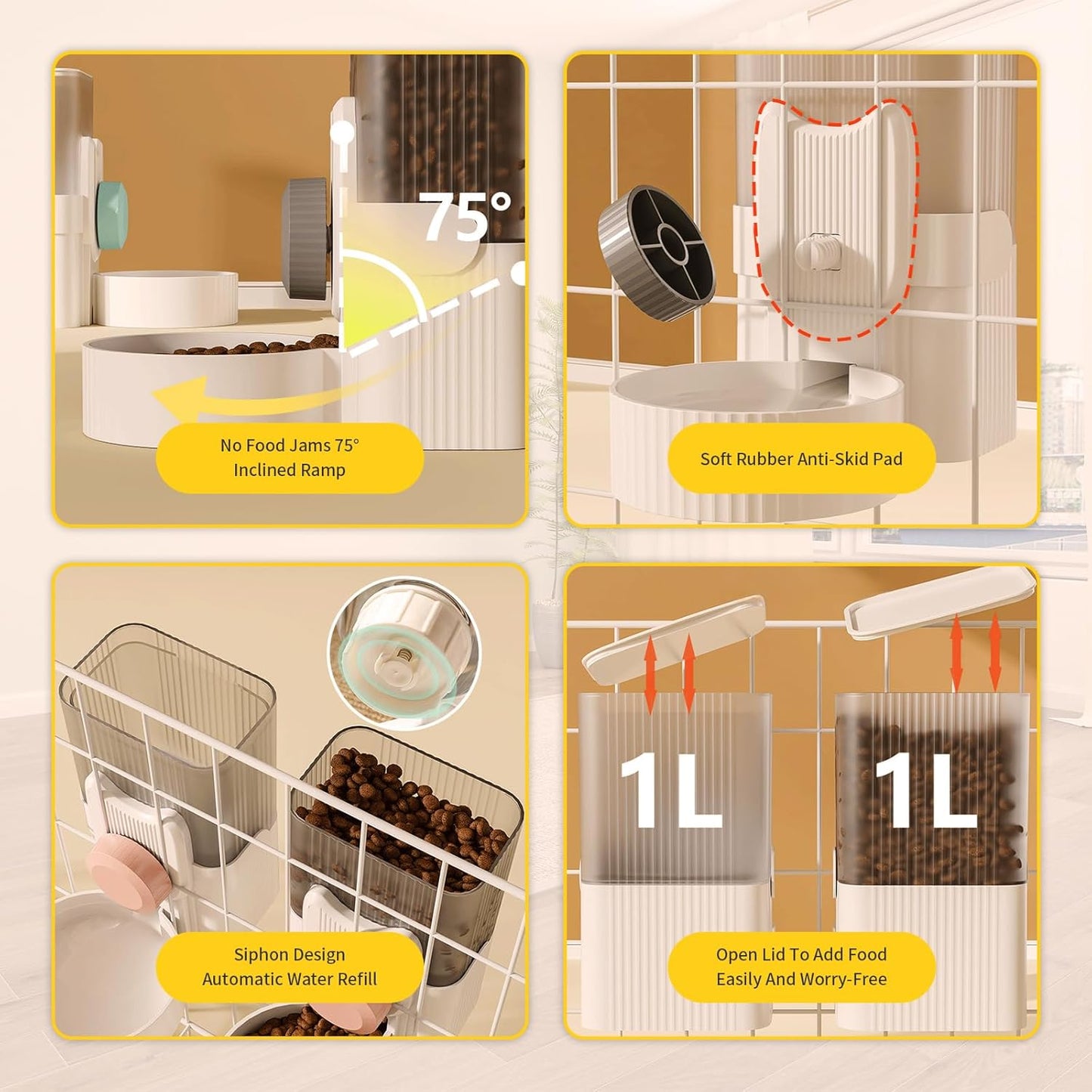 Rabbit Automatic Food Feeder and Water Dispenser Bunny Gravity Feeding Station Waterer Set Hanging Self-Dispensing Feeder for Ferret,Guinea Pigs Chinchillas Hedgehog (Green)