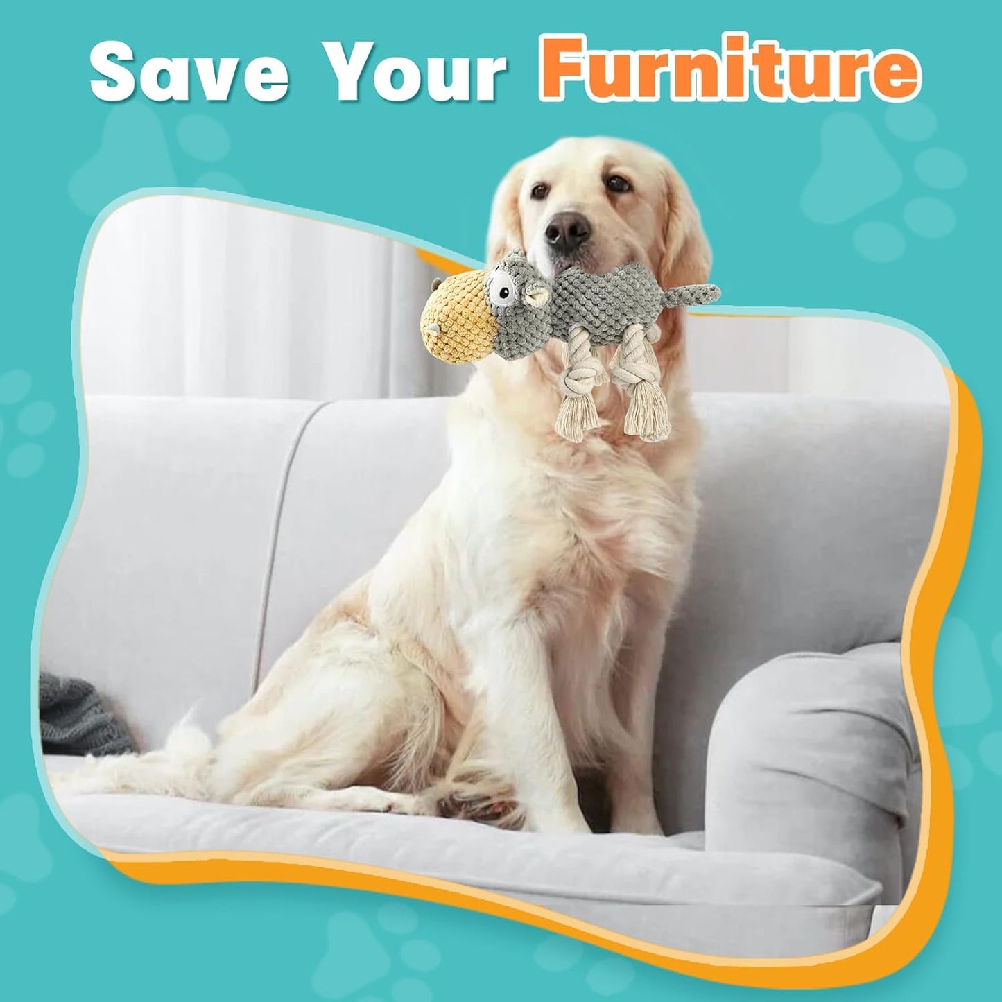 Dog Toys for Aggressive Chewers - Squeaky Dog Toys to Keep Them Busy for Large Dogs (Gray, Medium)