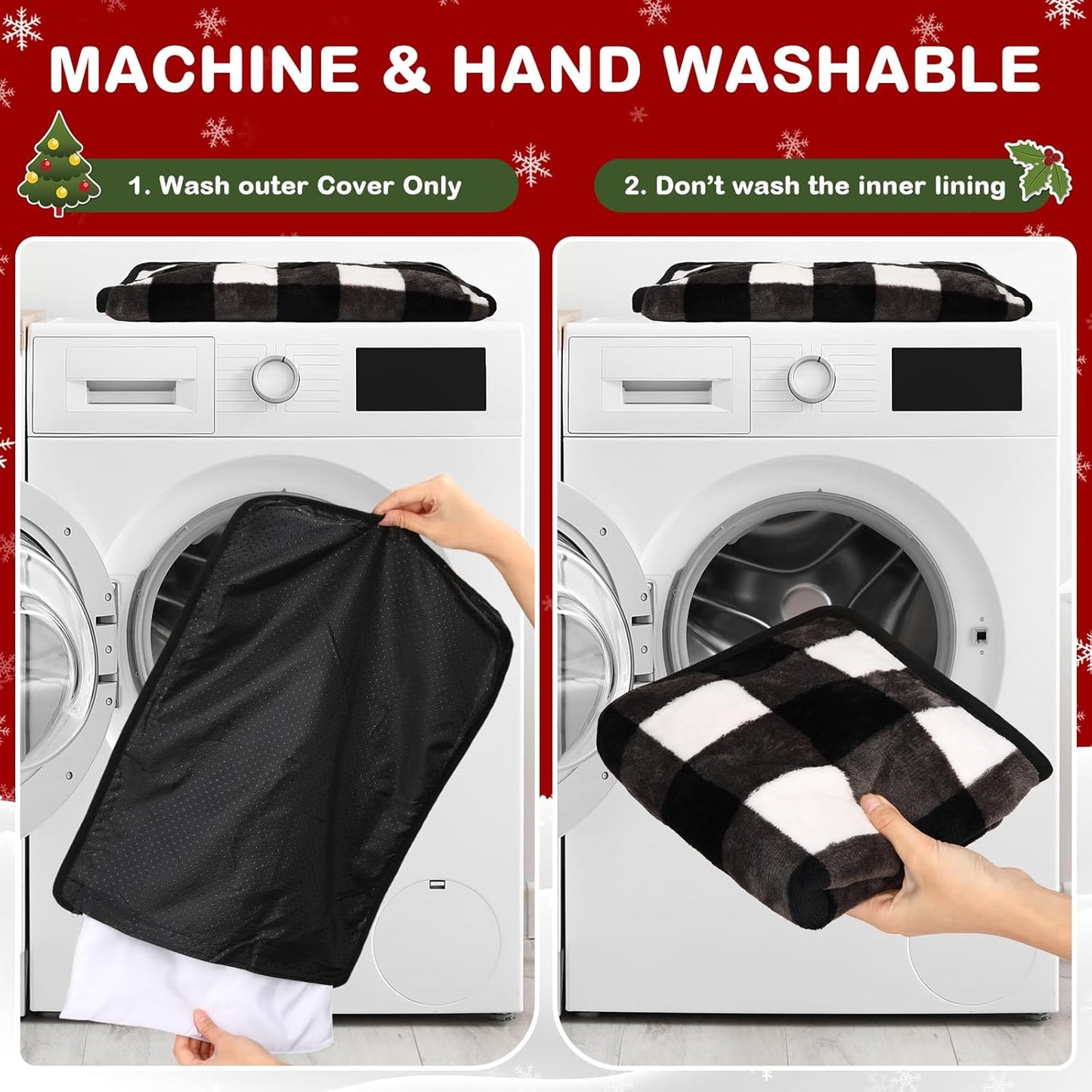 2 Pack Self Warming Cat Bed Self Heating Dog Pad Cat Warming Pad Thermal Pet Mat Washable Reflect Body Heat Removable Cover for Indoor Kittens Puppies (Black White Plaid,16 x 20 Inch)