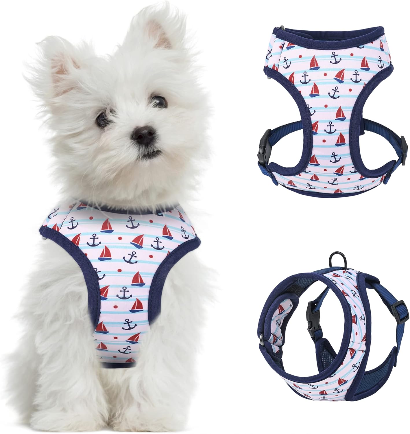 Mile High Life Step in Dog Harness for Small Dogs No Pull, Easy Get on Air Mesh Vest Harness, Adjustable Easy Closures Both Neck and Chest (White, XS Chest 11.4"-16.1")