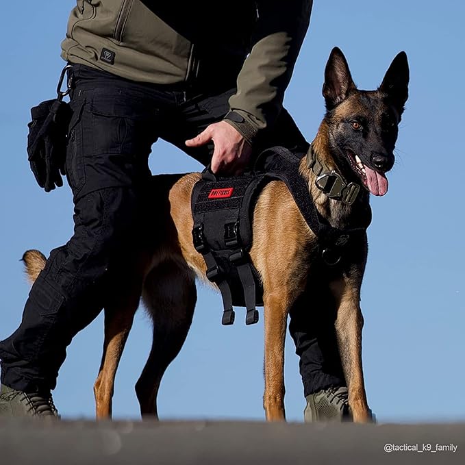 OneTigris Tactical Large Dog Harness, 5X Metal Buckled No Pull Service Dog Harness Vest with Hook & Loop Panels, Military Heavy Duty Dog Vest for Walking Hiking Training