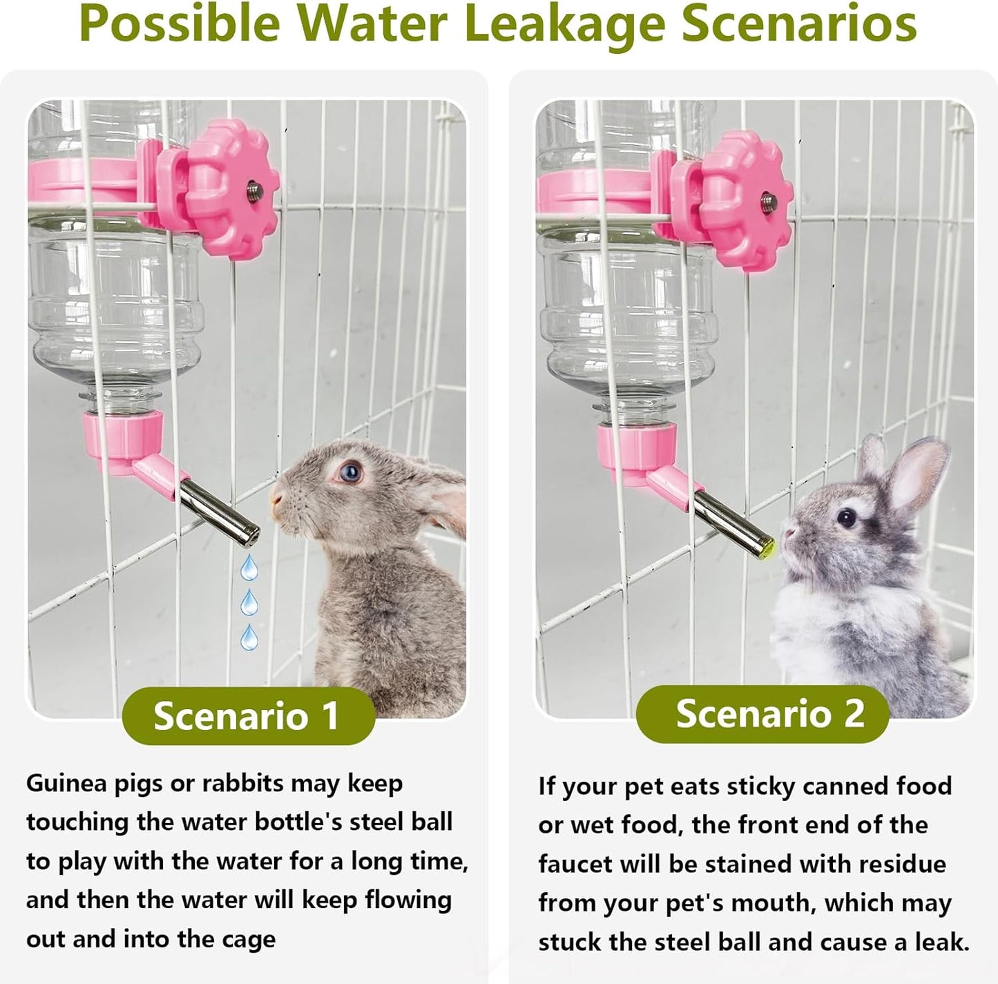 16.7oz Guinea Pig No Drip Water Bottle,Rabbit Hanging Leakproof Water Dispenser,Bunny Automatic Feeder,Ferret Cages Accessories for Chinchilla Squirrel Hedgehog (Pink)