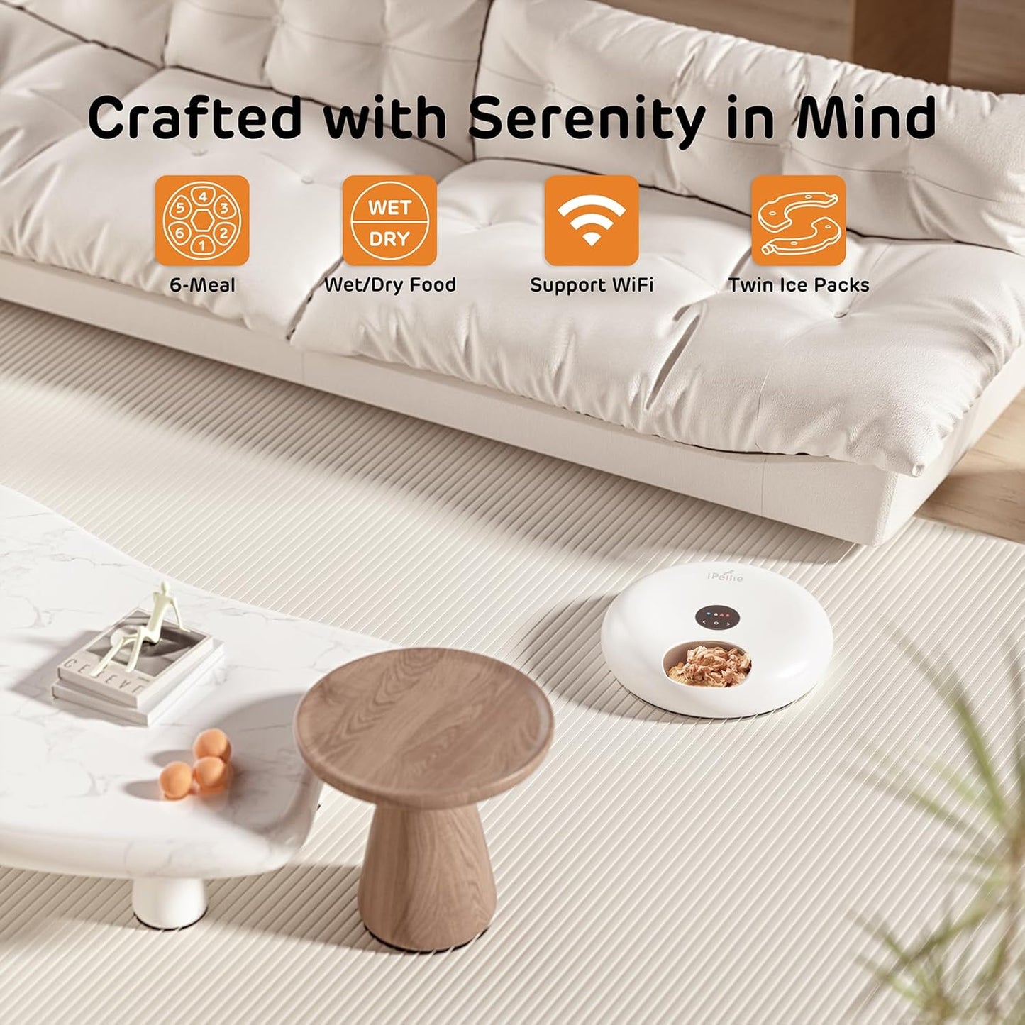 iPettie Donut Frost WiFi 6 Meal Automatic Cat Dispenser with App Control, Dry & Wet Food Automatic Cat Feeder, Smart Dog Feeder with Two Ice Packs, Programmable Timer, Holds 6 x ½ lb. of Food