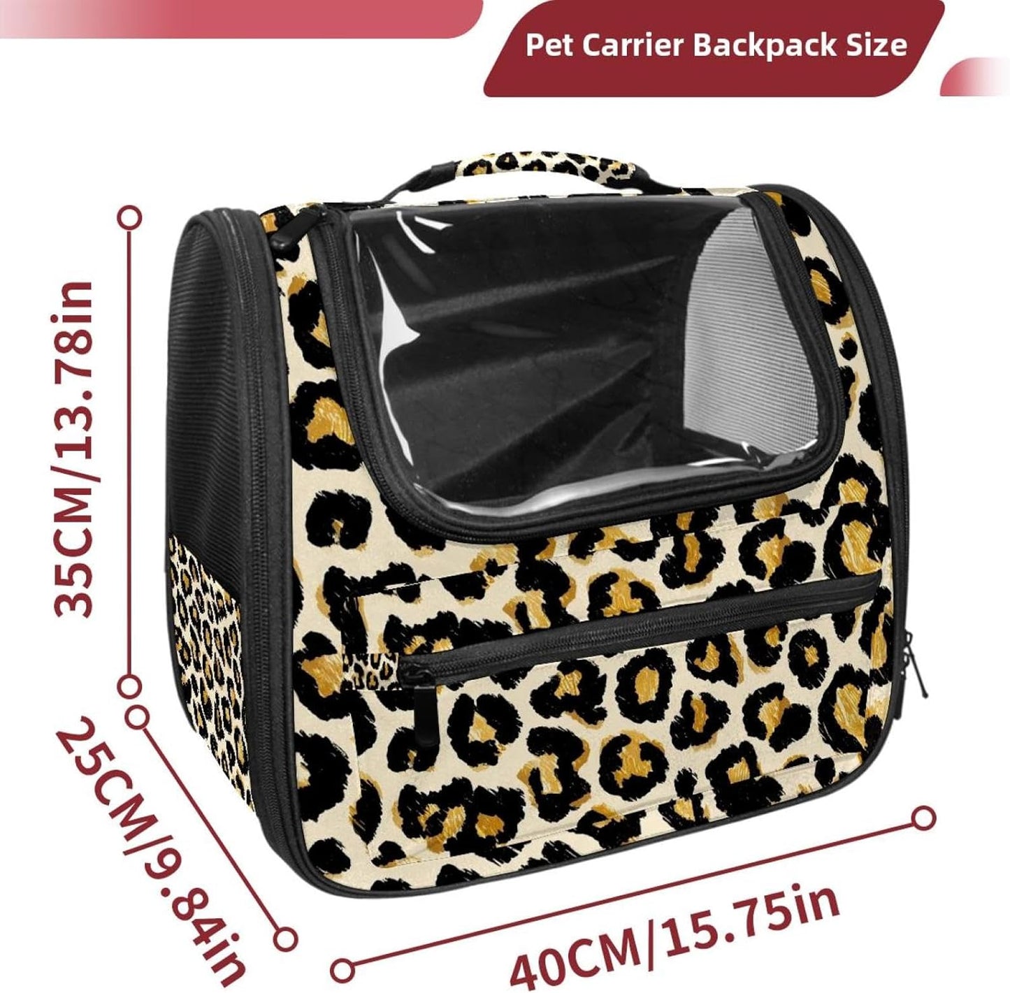 Modern Classic Leopard Print (1) Cat Backpack Carrier, Large Pet Backpack for Medium Small Dog Cat Puppy Kitty Bunny