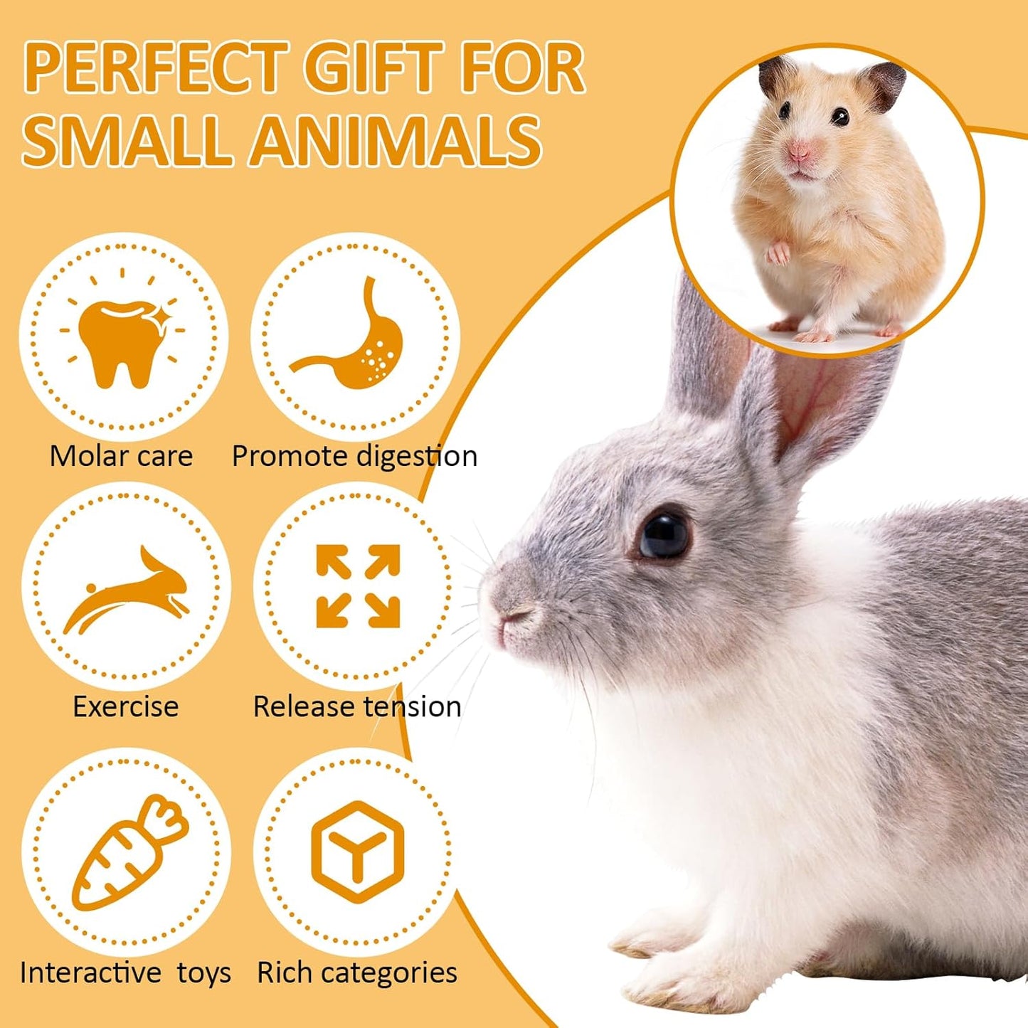BESENL 36PCS Guinea Pig Hay Food Natural Rabbit Chew Toys for Teeth,Hamster Toys, Bunny Chew Toys Timothy Hay Treats for Rabbits Chinchillas Rats, Small Animals Teeth Grinding