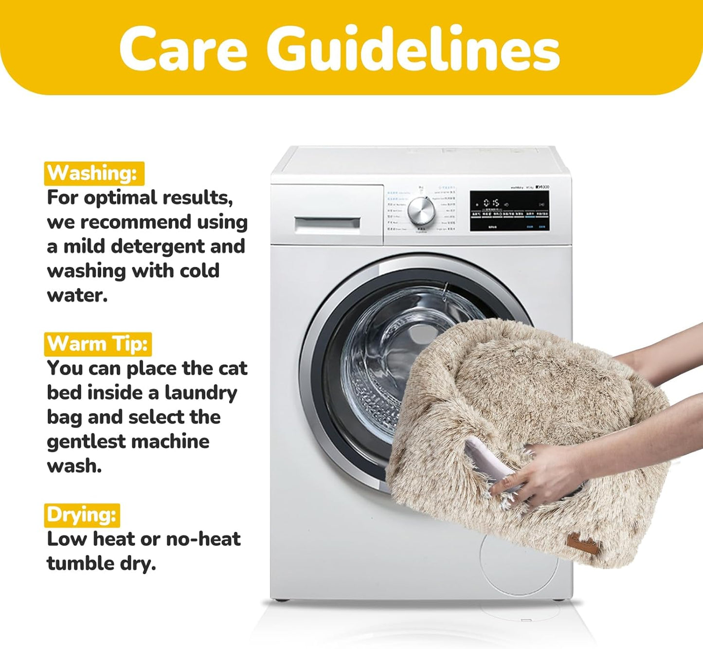 CATISM Cat Bed, Cat Cave for Indoor Cats, Soft Cat Dome, Self-Warming 2 in 1 Foldable Pet Cat House with Washable Cushioned Pillow Calming Fluffy Dog Beds for Small Dogs with Anti-Slip Bottom Brown L