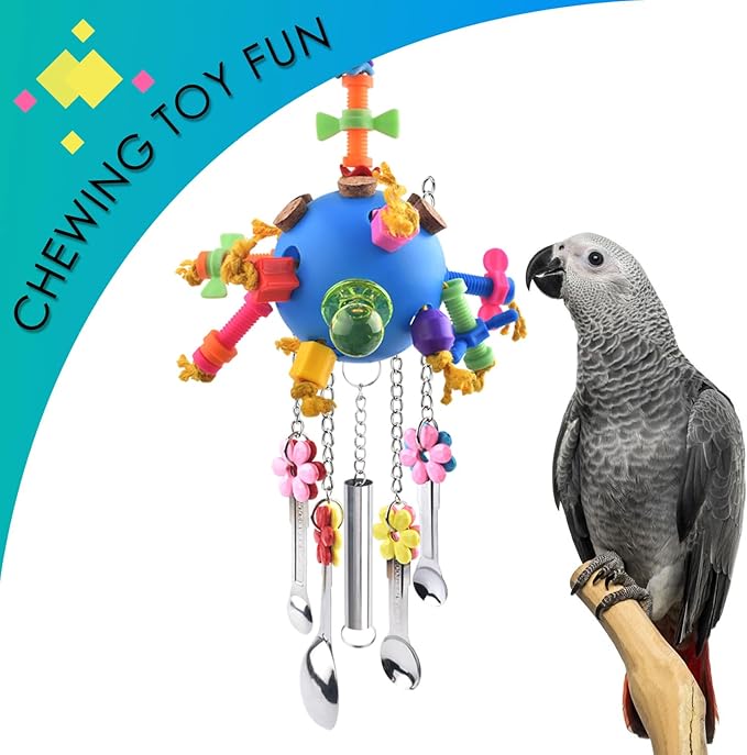 KATUMO Bird Toys, Parrot Pull Spoons Colorful Acrylic Stick Toys Bird Chew Toys for Amazon Parrot, African Grey, Conure, Caique, Quaker, Small Cockatoo, Mini Macaw, Eclectus and Similar Birds