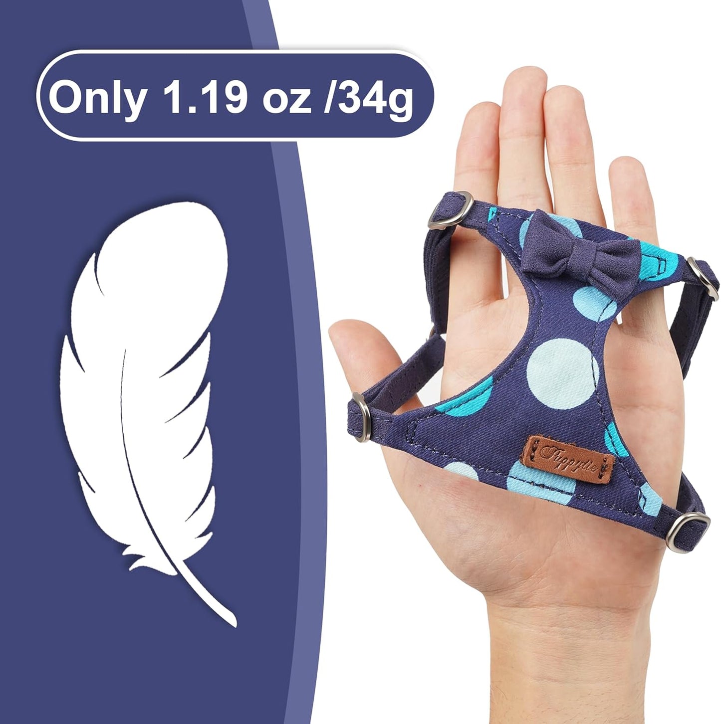 Puppytie No Pull Dog Harness with Multifunction Dog Leash,Soft Adjustable No Choke Escape Proof Pet Harness Vest for Medium Dogs,Polka dots Starry Sky,M