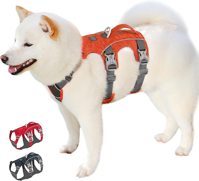 Escape Proof Dog Harness Small Sized Dog, Lightweight Full Body Pet Vest with Lift Handle & Leash Clip, Reflective Adjustable No Slip Dog Harness for Daily Walking(Red,Chest:16-27")