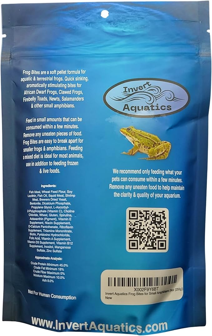 Frog Bites - Moist Pellet Sinking Diet for Frogs & Small Amphibians (9 oz (255g))