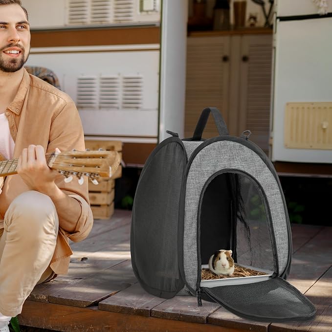 Petsfit Guinea Pig Carrier Extra Large Small Animal Carrier for Rabbit,Hamster,Hedgehog,Rat,Small Birds - Portable Bags with Shoulder Strap,Breathable Mesh Window,Removable Trays,Side Pockets