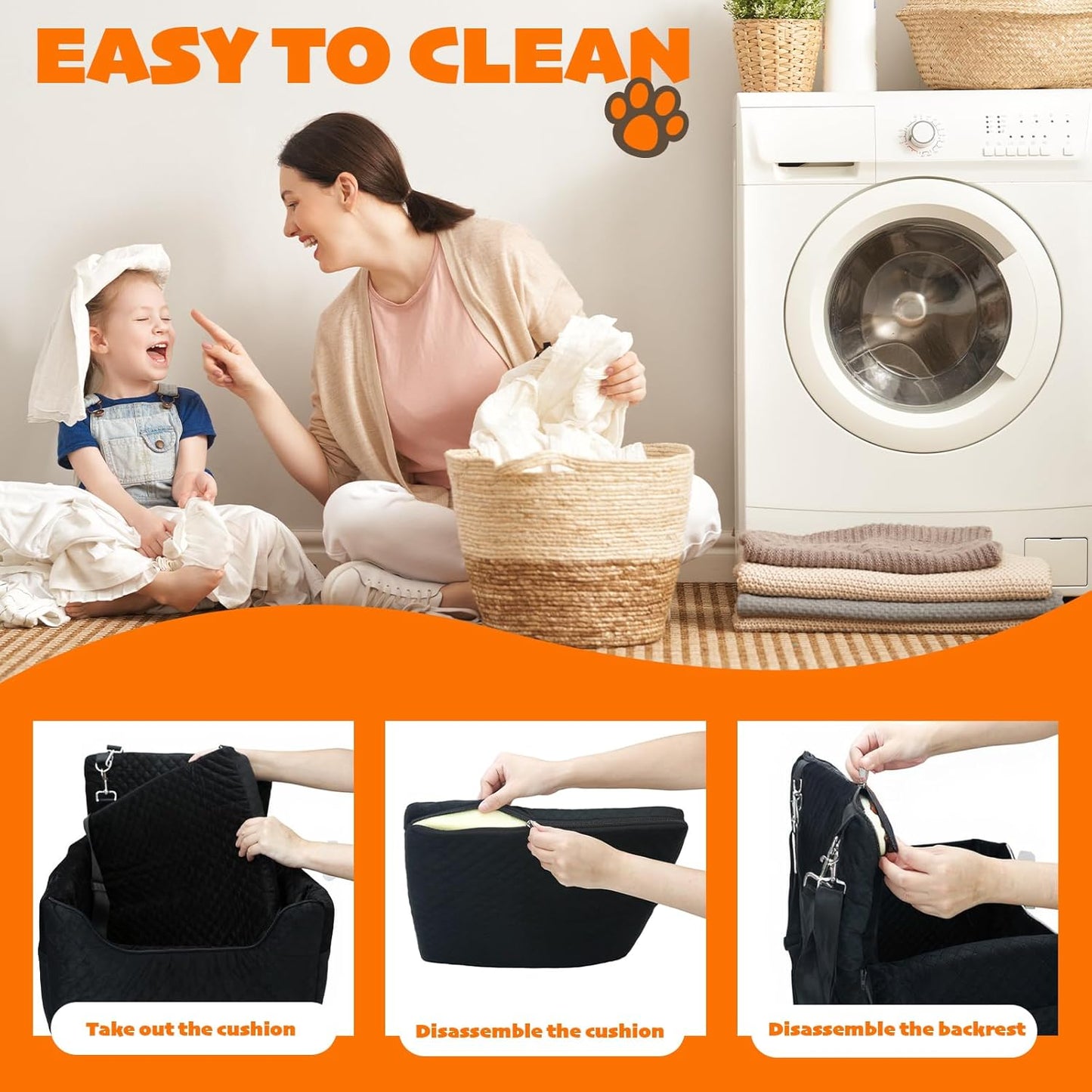 ALL GOOD PET SUPPLIES Dog Car Seat for Small/Medium Dogs, Dog Booster car seat, Memory Foam Elevated Cushion, Fully Detachable and Washable,2 Clip-On Safety Leashes, Anti-Slip