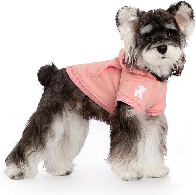Koneseve Dog Hoodie - Fleece Warm Sweater with Pocket, Soft Clothes for Daily Wear, Basic Hooded Sweatshirts, Winter Coat Clothing, Comfort Tee Shirt Fit for All Breeds Pet - Pink - M