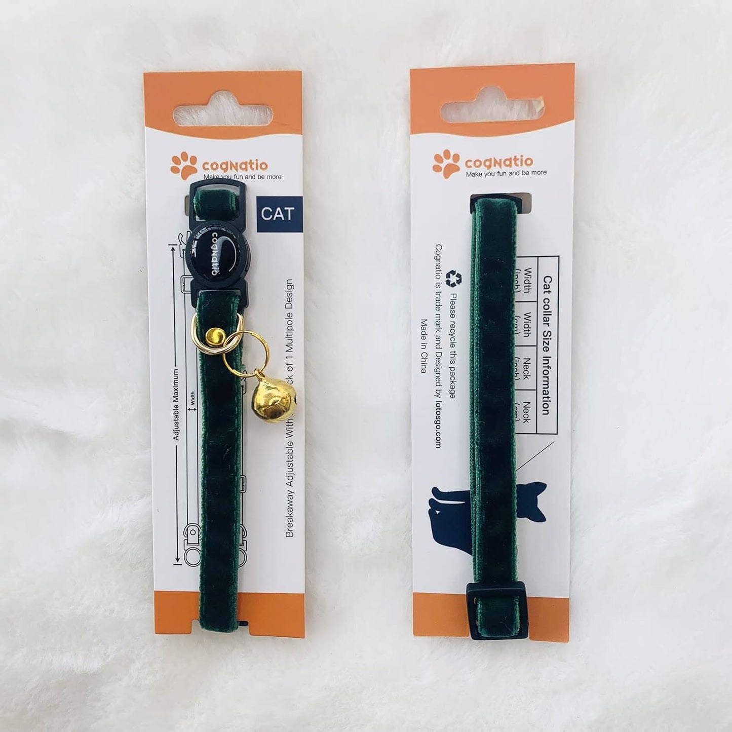 Safety Quick Release Cat Collars,Double Velvet with Bell Available in a Range Colors,Perfect for Your Kitty, Adjustable 20-30 cm (20-30cm, XmasGreen)