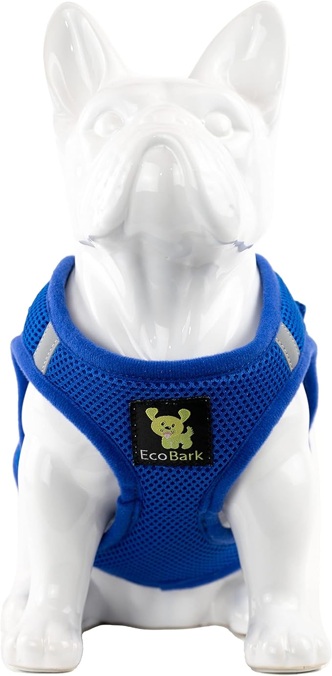 EcoBark Step in Dog Harness - Eco-Friendly Dog Harnesses for Small and Medium Breed Dogs - Reflective and Adjustable Mini Body Halter Vest -Soft Mesh Toy Breed Harness (Royal Blue, Medium)