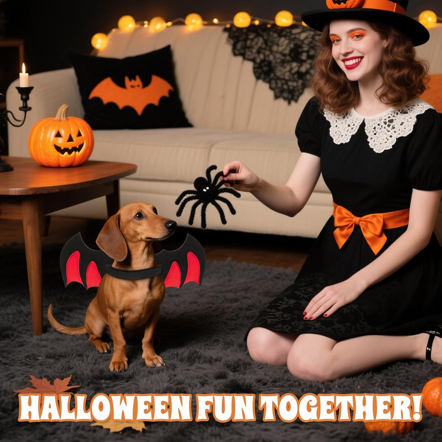 Byhoo Halloween Cat Bat Wings Costume-Sturdy Shape Without Collapsing, Essential for Halloween, Fits Kitten,Adult Cat & Small Dog