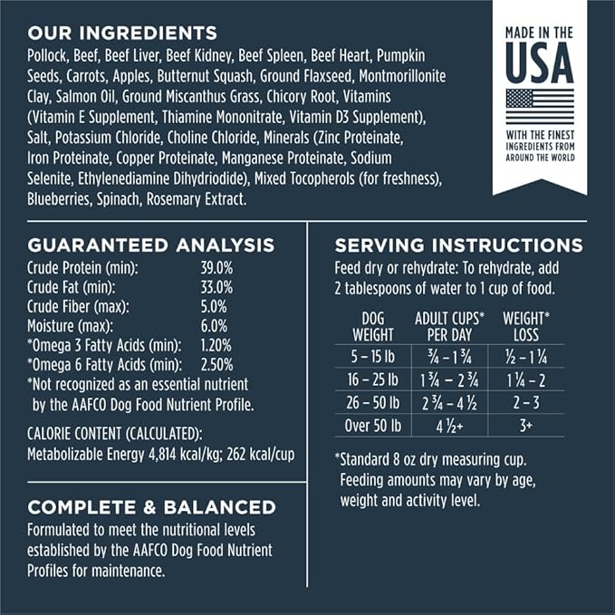 Instinct Freeze Dried Raw Meals, Natural Dry Dog Food, Grain Free - Wild Caught Pollock, 3 oz. Bag