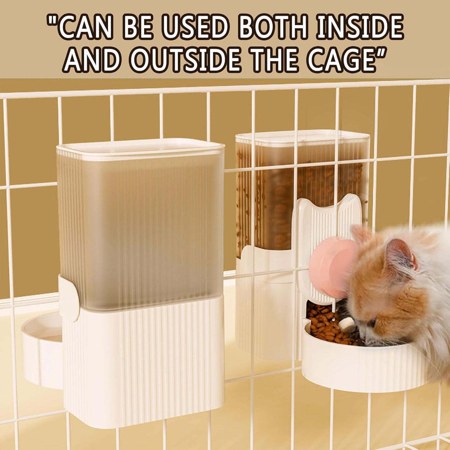 kathson Hanging Automatic Pet Food and Water Dispenser,Gravity Auto Rabbit Feeder for Cage,Guinea Pig Feeder and Waterer Set,Cat Food Bowl Dog Feeding Station for Bunny,Ferret,Chinchilla (Pink)