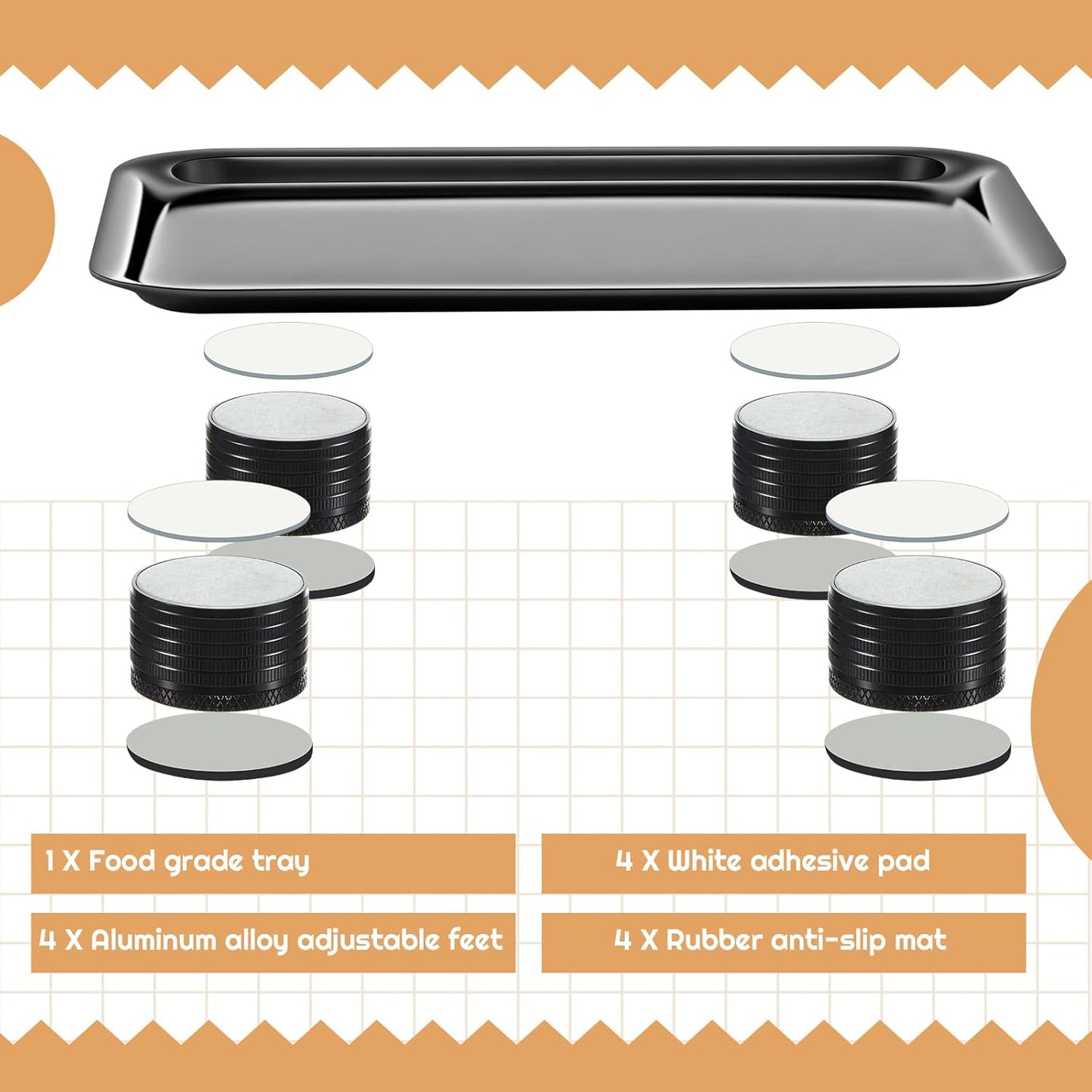 Marsui Ant Proof Cat Dog Bowl Tray - Waterless, Height Adjustable Legs for Pet Neck Comfort No Pest Pet Food Feeding Station, Kitchen Sweets & Trash Ant Barrier(43mm-75mm)