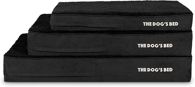 The Dog’s Bed Orthopedic Memory Foam Dog Bed, XL Black Plush, Pain Relief for Arthritis, Hip & Elbow Dysplasia, Post Surgery, Lameness, Supportive, Calming, Waterproof Washable Cover