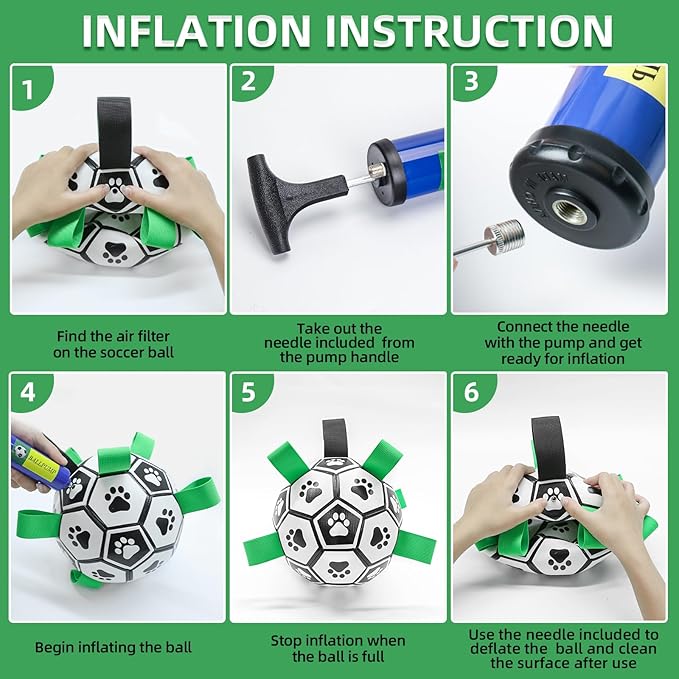 QDAN Dog Toys Extra Large Soccer Ball with Straps, Tug Toy, Water Toy, Durable Dogs Balls World Cup for Large(9 Inch)