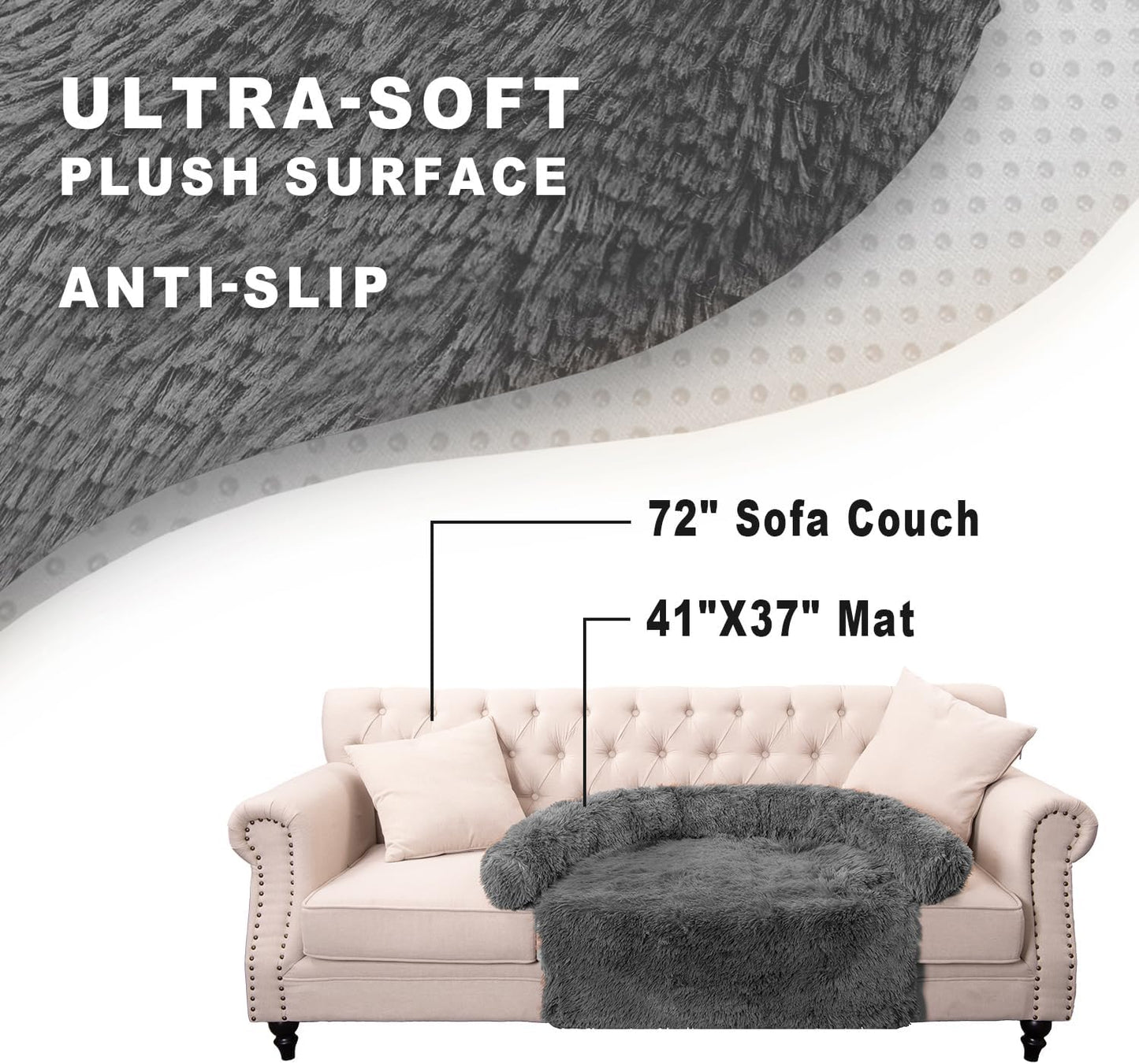 Tinaco Luxurious Calming Dogs/Cats Bed Mats, Dog Pad Washable Removable Couch Cover, Plush Long Fur Mat for Pets, Waterproof Lining, Perfect for Small, Medium and Large Dogs and Cats (Beige, 41"x37")