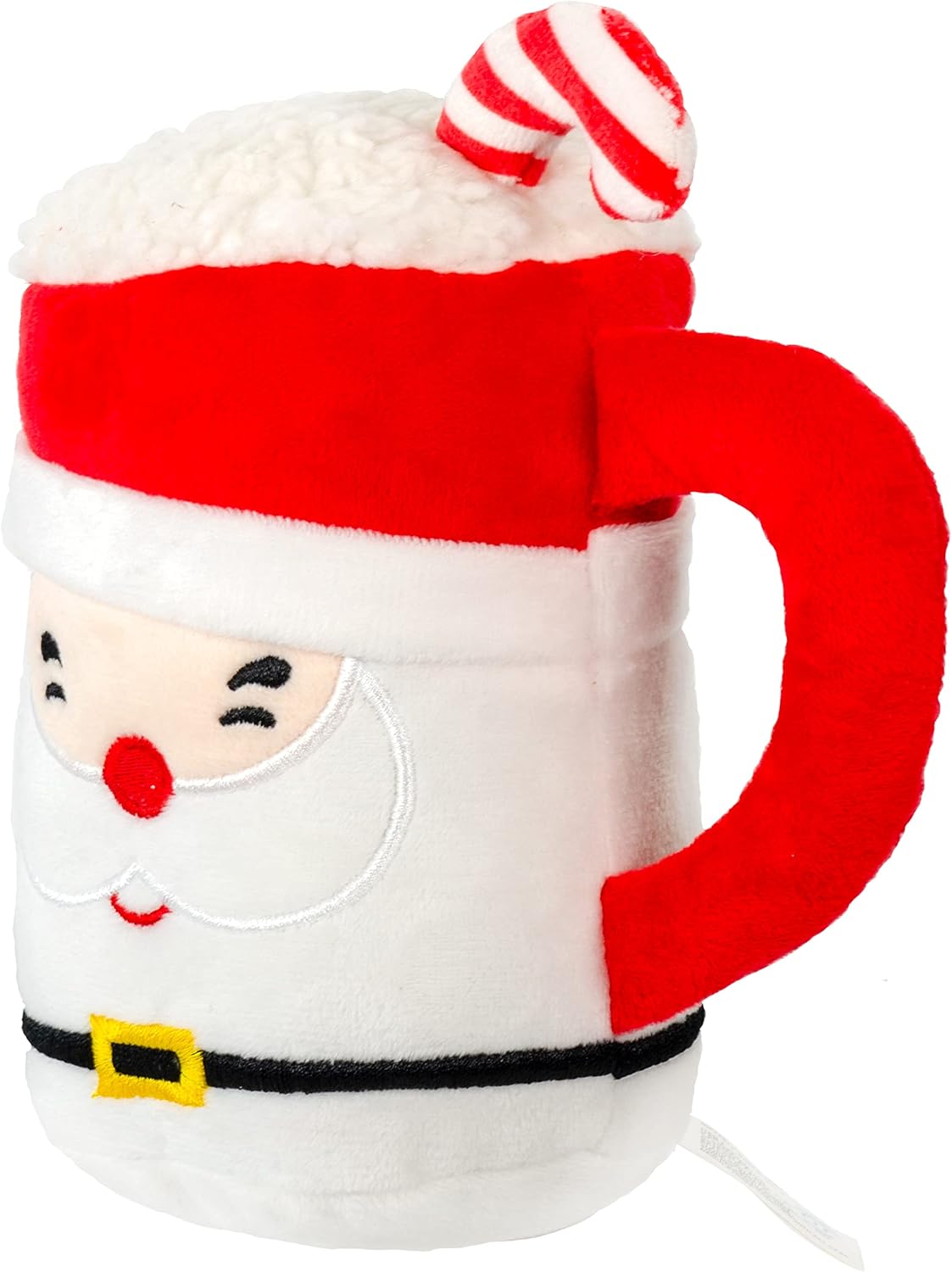 Giftable World Holiday Plush Pet Toy Fun for Christmas Designs with Squeaker Dog Chew Toy (6.5" Santa & Reindeer Cups 2 Pcs)