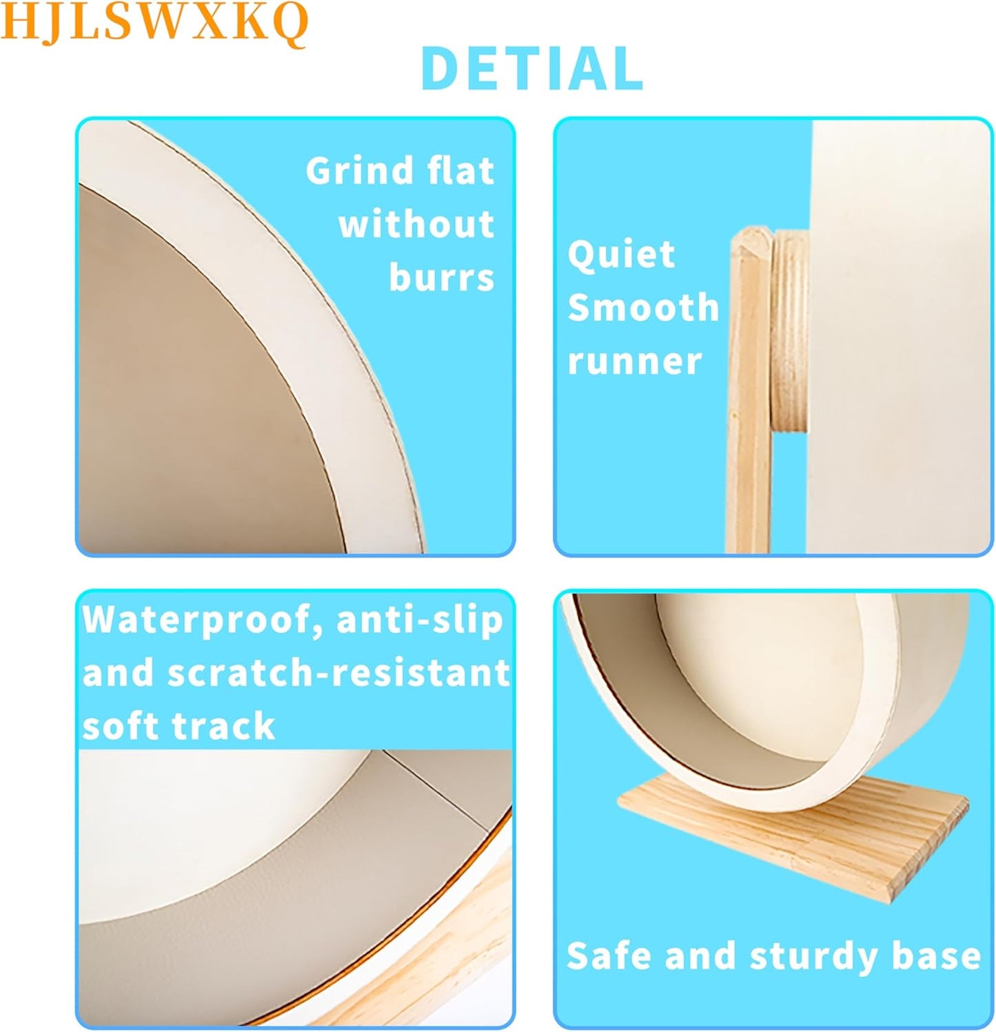 11.42in Silent Hamster Wheel with 2 Natural Chew Toys - Wooden Exercise Wheel with Removable Track, Quiet Spinner for Gerbils, Mice, Hamsters,Mouse,Syrian Hamster(11.42in)