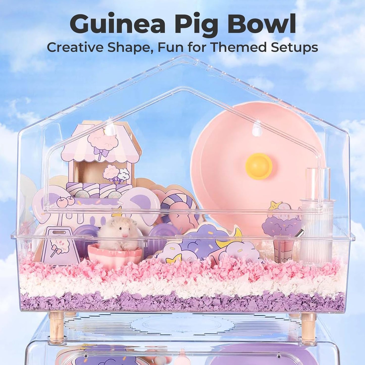 mini&moe Hamster Food Bowl - Ceramic Guinea Pig Bowl Anti-Turning Small Pet Food Feeding Dish for Rabbit Rat Gerbil Mouse Chinchilla