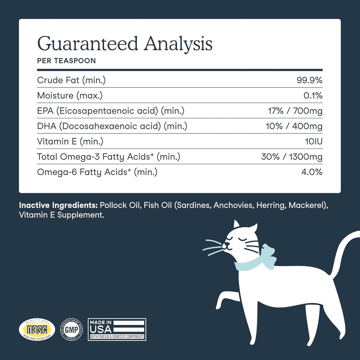 Fera Pets Fish Oil - Omega 3 for Dogs & Cats to Support Joints, Heart, Skin and Coat Health - Non GMO with Vitamin E - 8 oz