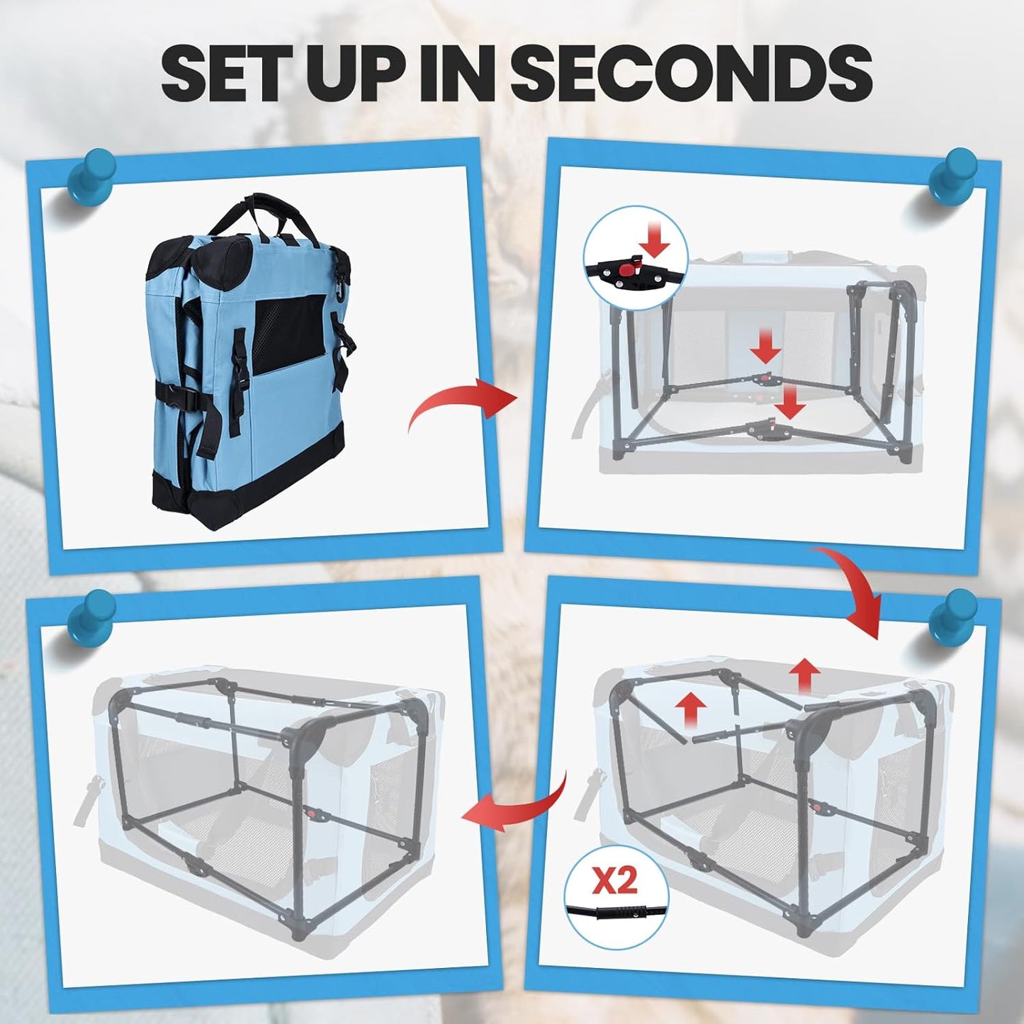 Large Cat Carrier for Car Travel, Soft Sided Collapsible Pet Carrier for Outdoor and Indoor Uses, Roomy Extra Large Cat Carrier for 2 Kittens or Puppies Up to 50lbs (Teal)