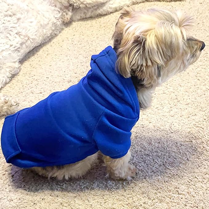 Jecikelon Winter Dog Hoodie Sweatshirts with Pockets Warm Dog Clothes for Small Dogs Chihuahua Coat Clothing Puppy Cat Custume (Dark Blue, X-Large)