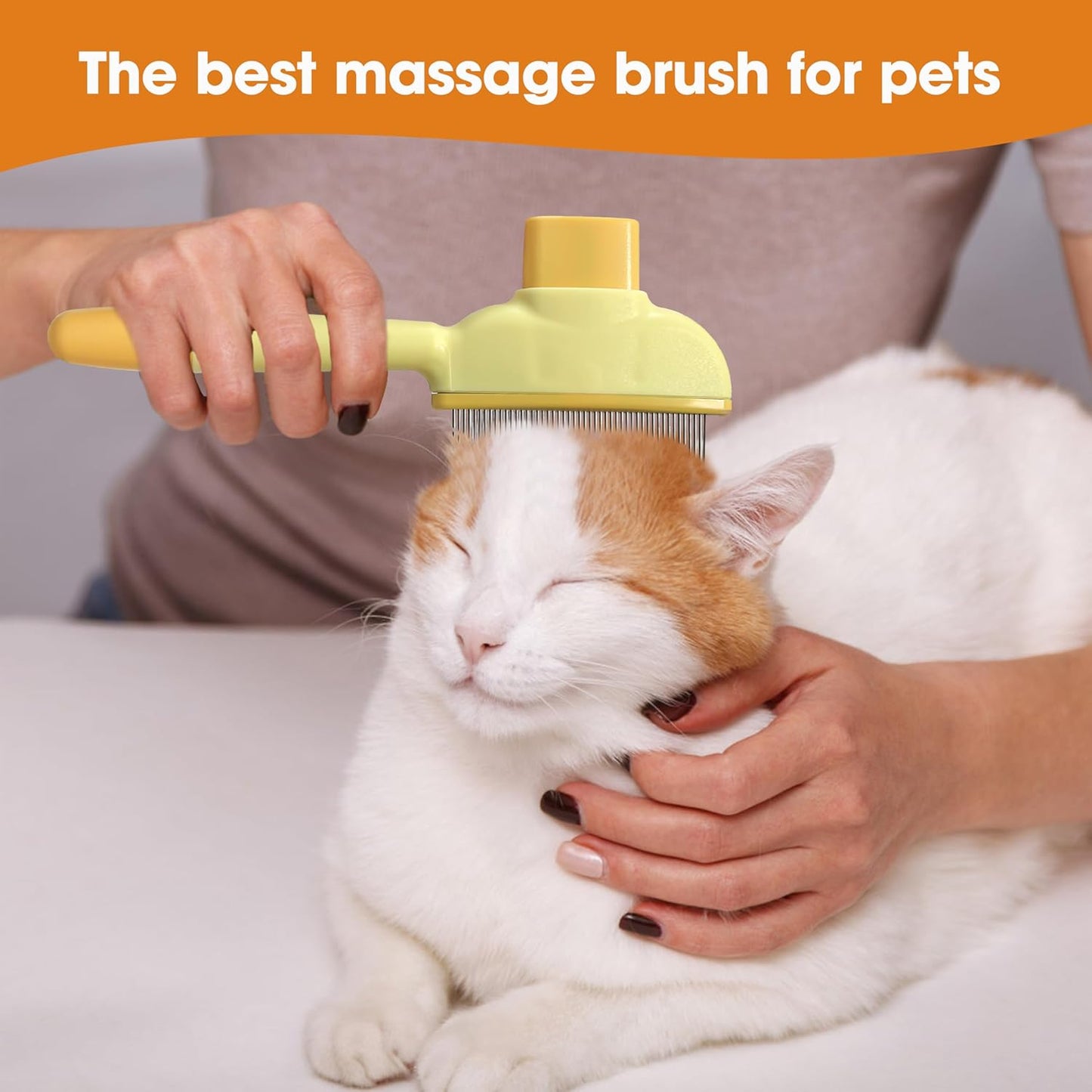 Cat Hair Brush & Dog Brush, Deshedding Brush for Long or Short Haired Pets, Removes Loose Fur, Durable Stainless Steel & ABS Design (yellow 2pcs)