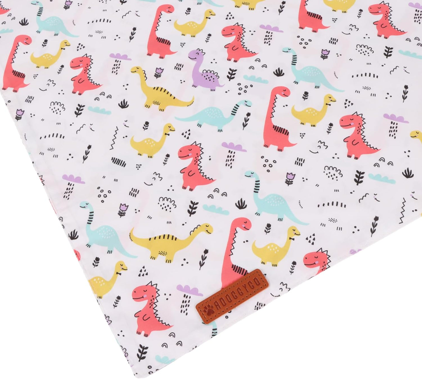 ADOGGYGO Dinosaur Dog Bandanas, Colorful Dino Pattern Pet Scarf, Premium Soft Fabric, Adjustable Fit Dinosaur Bandanas for Medium Large Dogs (Large)