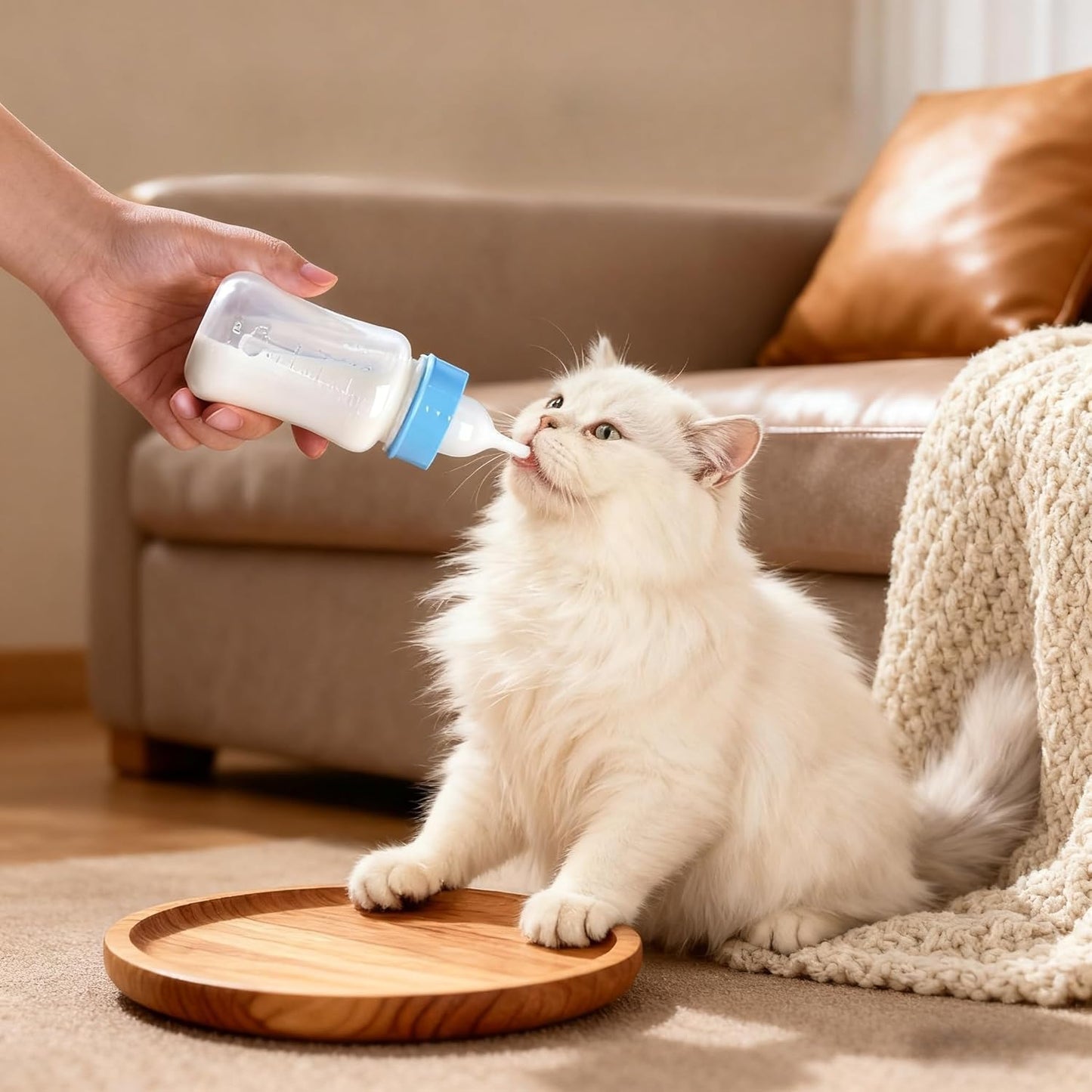 Pet Feeding Bottle Set, 3 Pack Anti-Choking Kitten Puppy Feeder-150ml/120ml/ 60ml,with 3 Pcs Replaceable Silicone Nipples for All Breed Small Animals-Kitten, Puppy, Rabbit