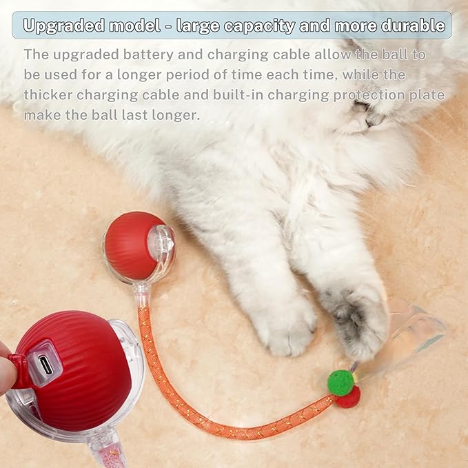 New Upgraded Cat Ball Toy - Speedy Tail 3.0 Cat Toy, Interactive Cat Toy Ball, Stimulating Toys and Juguetes para Gatos, Cat Toys for Bored Indoor(Sound Switchable) (Green)