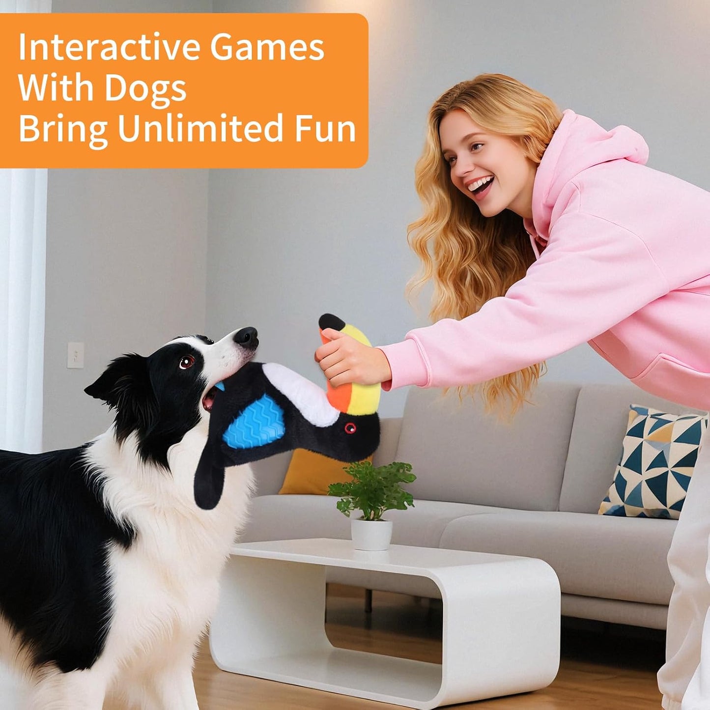 Dog Toys Plush,Squeaky Dog Toys,Cute Tantou Plush Toy for Small Dogs,Soft Stuffed Interactive Chew Toys to Keep Them Busy(Black)