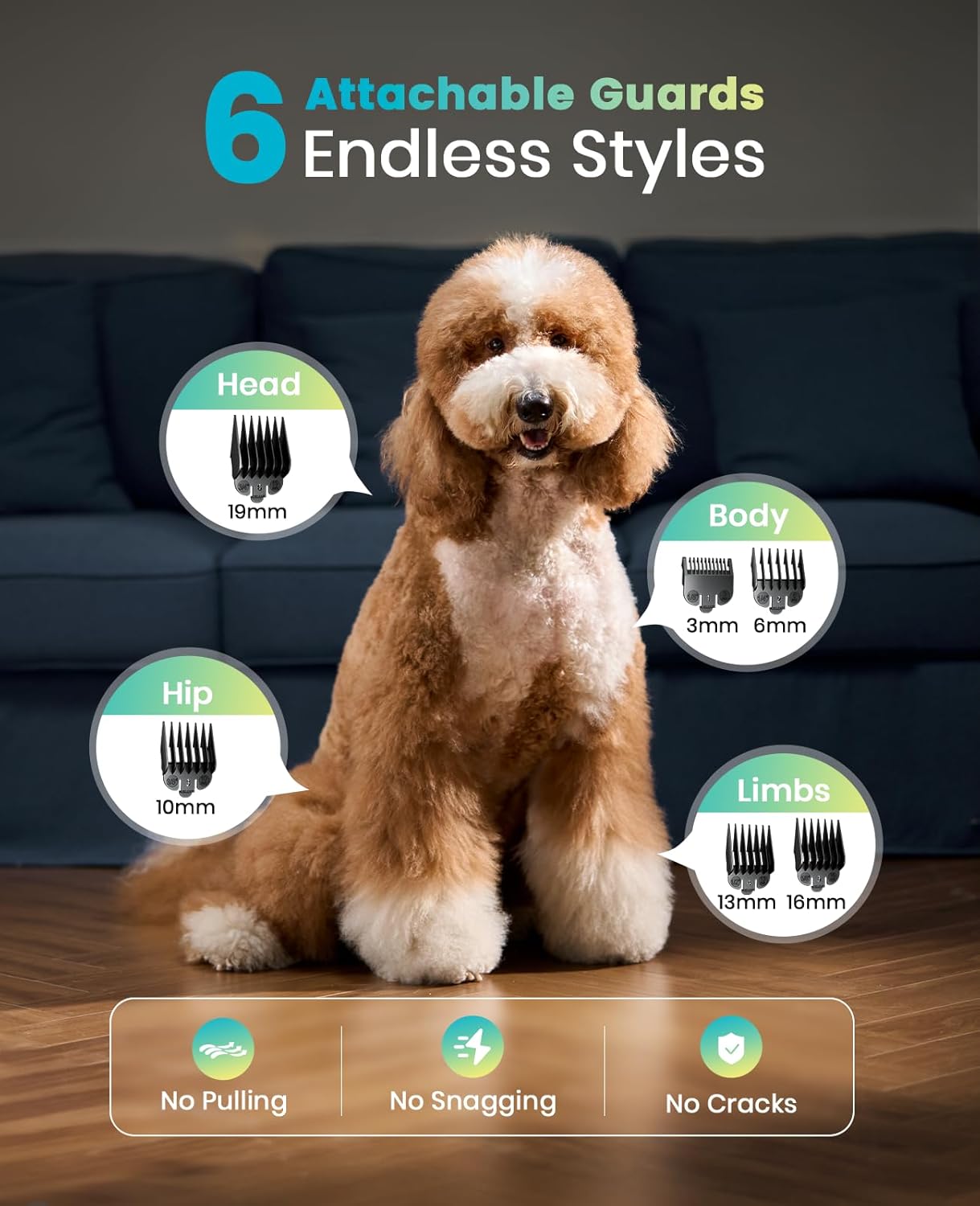 oneisall Dog Clippers for Grooming Thick Hair,Low Noise Dogs Grooming Kit with Detachable Stainless Steel Blade,Dog Shaver for Thick/Matted/Knotted/Fine/Wave/Curly Hair,PC18