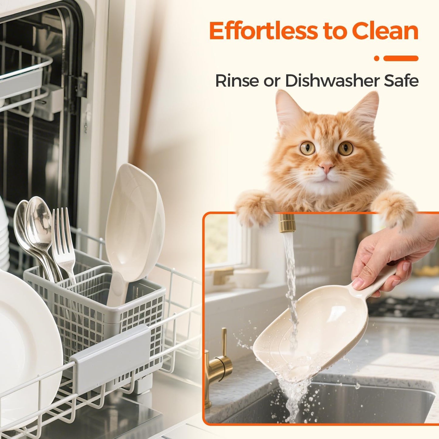 Dog Food Scoop 1 Cup, One Cup Measuring Cup, Food-Grade Melamine Pet Food Scoop, Durable 1 Cup Scoop with Precise Markings, BPA-Free & Dishwasher Safe (White, 8oz)